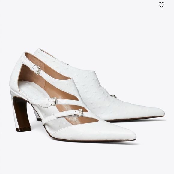 Tory Burch white buckle heels size 6